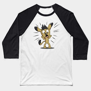 Frightened Cartoon Puppy Baseball T-Shirt